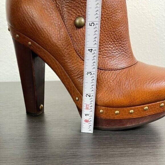 UGG Cosima Studded Brown Leather Heeled Mid-Calf Platform Boots Zip Closure 9.5 - Picture 11 of 13